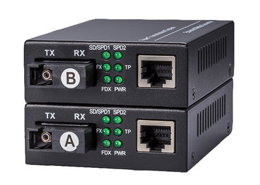 Simplex เป็น RJ45 Fiber Optic Media Converter -10 - 55ºCสำหรับการใช้งาน 5W